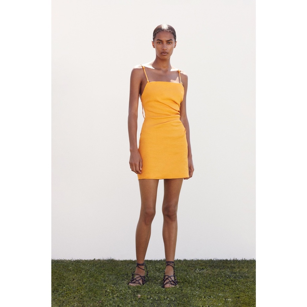 ZARA Draped Linen Blend Dress